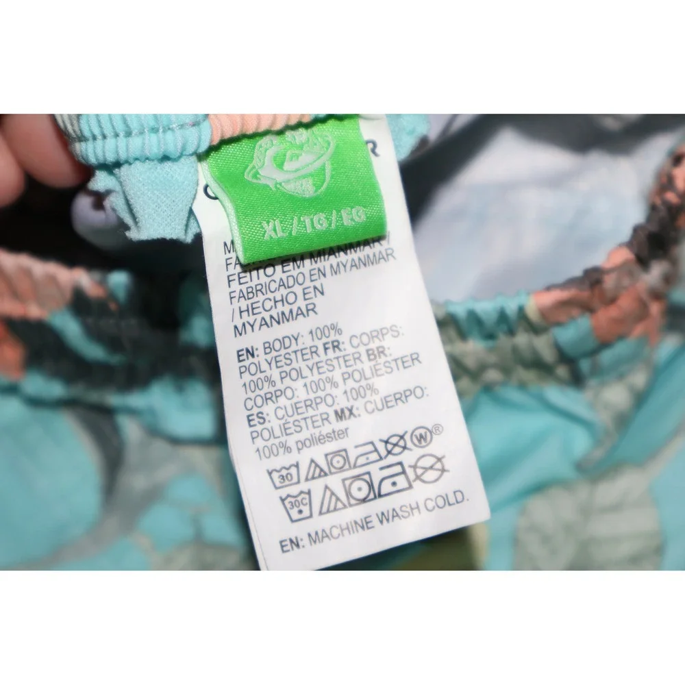 Quiksilver Swim Trunks Mens XL Blue Floral Board Shorts Drawstring 7